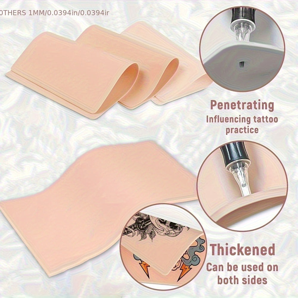 Tattoo Practice Skin Kit – Double-Sided Silicone Training Skin with Transfer Papers for Microneedling, Eyebrow & Lip Tattoo – Soft & Durable Beginner Set (34pcs or 71pcs)