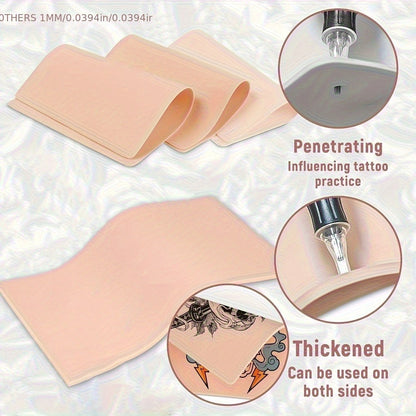 Tattoo Practice Skin Kit – Double-Sided Silicone Training Skin with Transfer Papers for Microneedling, Eyebrow & Lip Tattoo – Soft & Durable Beginner Set (34pcs or 71pcs)