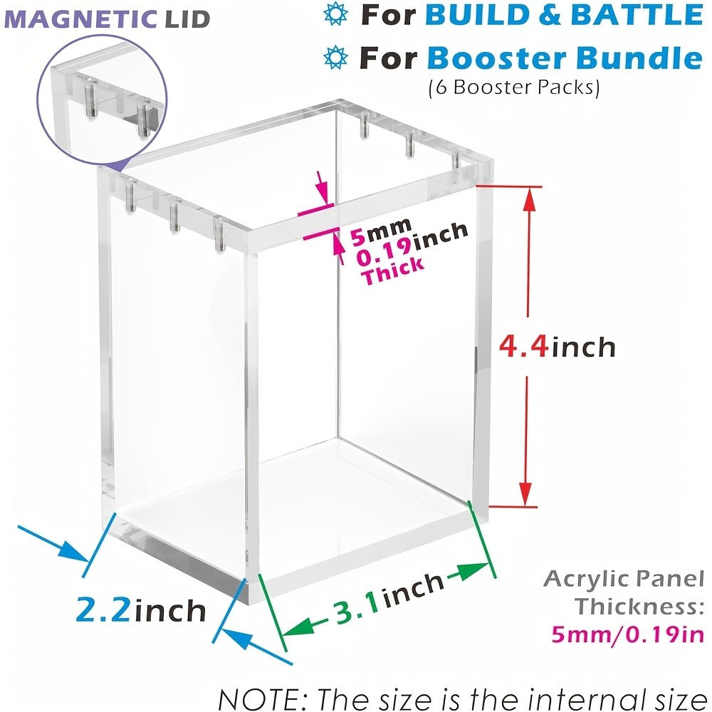 Acrylic Display Case for Pokemon Booster Bundle – UV Protection Magnetic Clear Protective Box for Scarlet Violet, Prismatic Evolutions, 151, Paldean Fates 6-Pack Bundles, Standard & Mega Evolution Fit, 1 or 2 Pack