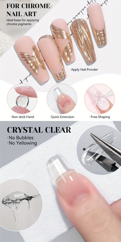 3D Sculpting Builder Gel Kit with Carving Pen — Clear & White Nail Extension Gel for Floral Nail Art, Acrylic Extensions & DIY Salon Manicure, Professional Nail Modeling Gel Set 2pcs or 3pcs for Women