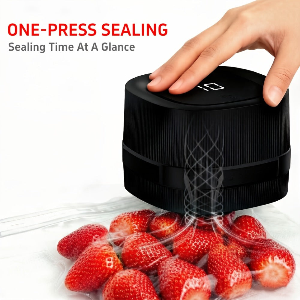 Electric Jar Vacuum Sealer 3-in-1 with 14 Sealing Lids – One-Button Leak-Proof Vacuum Sealing Machine for Food Storage, Fits Regular & Wide Mouth Jars, Wine Plug & Bag Included