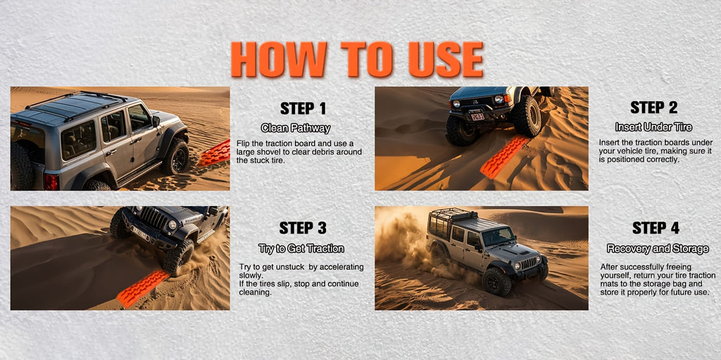 Off-Road Traction Boards, Recovery Boards for 4WD Mud, Sand, Snow, Rock Tracks.4X4 Pair Recovery Tracks Tire Traction Mats with 2 Straps for RV Truck Jeep SUV- Tire Traction Pads for RV Truck 4X4 Jeep SUV Emergency Tire Traction, Orange, Red