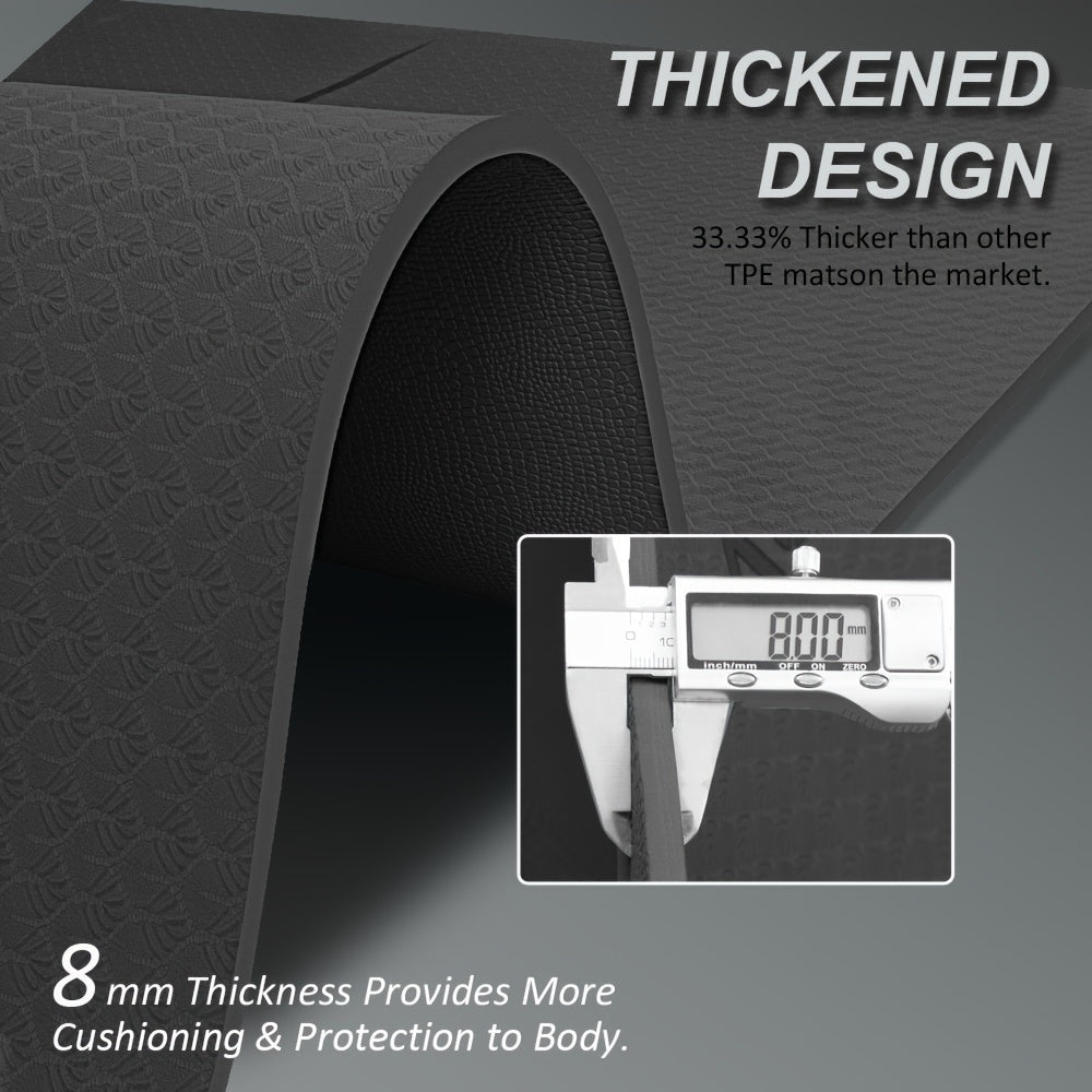 Thick TPE Exercise Gymnastics Mat 72"x48" – Extra Thick Non-Slip Surface for Yoga, Pilates, Home & Outdoor Fitness Training, Durable & Lightweight
