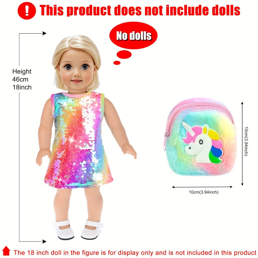 18 Inch Doll Travel Accessories Set 24 Pcs – Suitcase Dress Handbag Shoes Glasses Passport Bank Card Tickets Hairbands & U-Pillow, Fits American Girl Dolls School Adventure Gift for Girls Ages 3+ No Doll