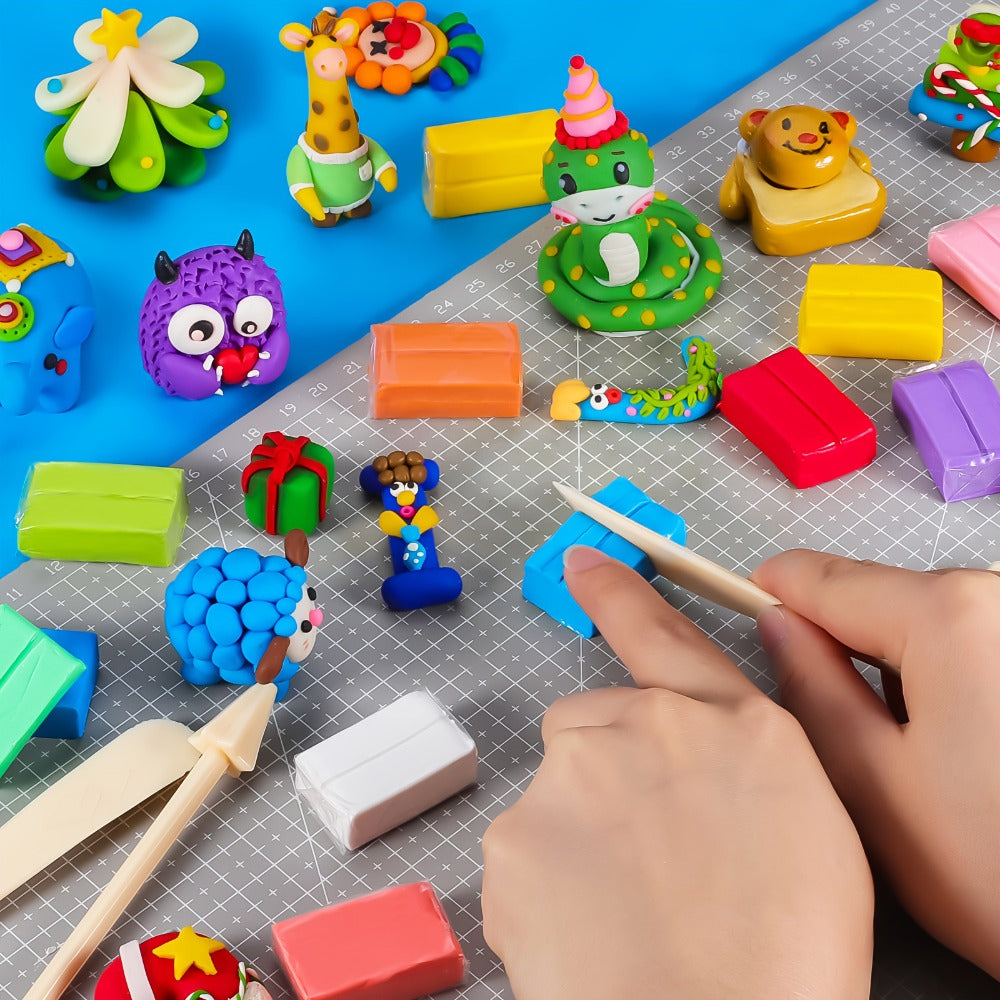 Polymer Clay Kit 50 or 100 Vibrant Colors – Oven Bake Modeling Clay with Sculpting Tools, Non-Toxic DIY Craft Set for Jewelry Making Miniatures Charms, Gift for Kids Teens Adults