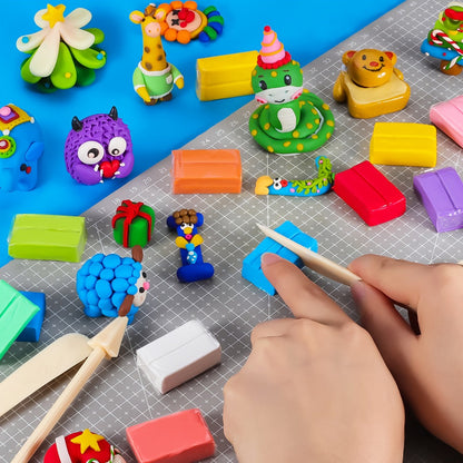 Polymer Clay Kit 50 or 100 Vibrant Colors – Oven Bake Modeling Clay with Sculpting Tools, Non-Toxic DIY Craft Set for Jewelry Making Miniatures Charms, Gift for Kids Teens Adults