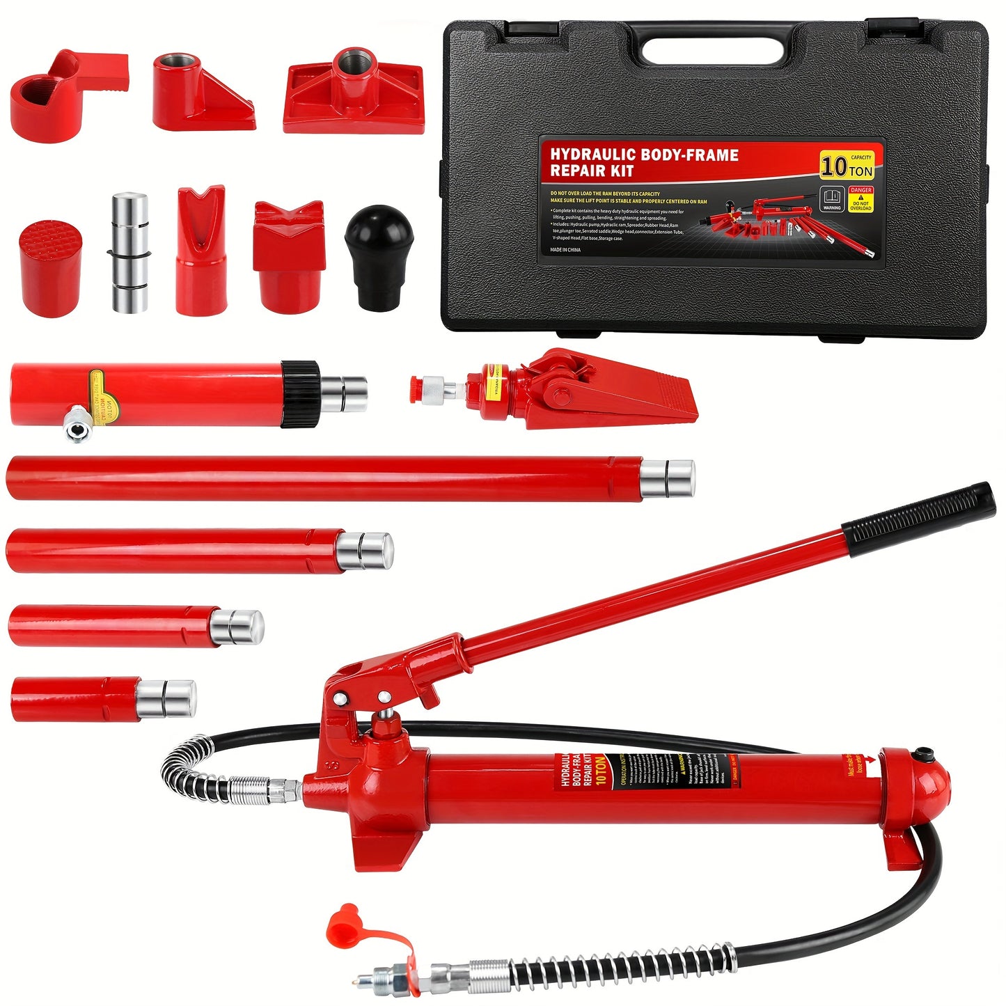 4-Ton 10-Ton 20-Ton Split Hydraulic Automotive Sheet Metal Jack, Split Hollow Dent Repair and Straightening Horizontal Vertical Lifting Cup