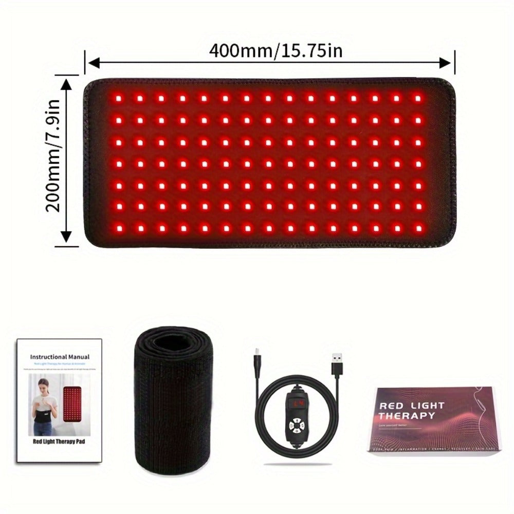 Red Light Therapy Pad Wearable Wrap with Timer – Low Voltage Portable Infrared Light Device for Back, Waist, Shoulder & Knee Pain Relief, At-Home Body Recovery Wrap, Father's Day Gift, Black