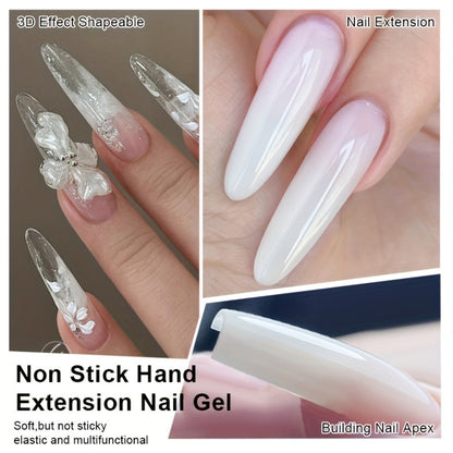 Builder Gel Nail Extension Sculpting Gel 60g No-Sticky Soak-Off – Clear & Milky White 3D Carving Molding UV/LED Curable Construction Gel for DIY & Salon Nail Art Women by BORN PRETTY