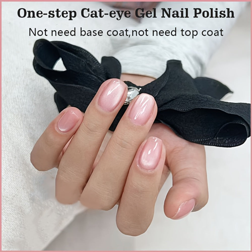 Magnetic Cat Eye Gel Nail Polish Pen 3-in-1 All-in-One Base Coat Color Top Coat - Ultra-Bright High-Saturation Polygel, Long-Lasting Chip-Resistant DIY Nail Art for Women, Salon & Home Use