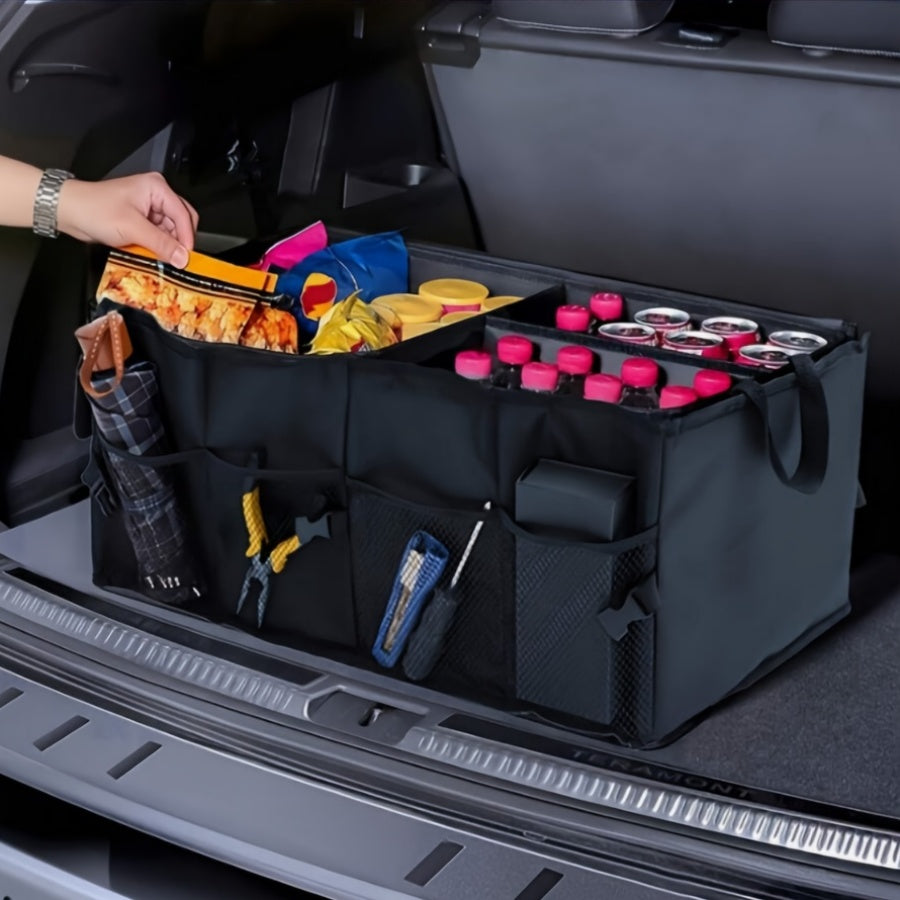 1pc Of Car Trunk Storage Bag - Large Capacity Car Storage Bag With Insulation Layer, Household Storage Bag With Handle, Foldable Trunk Storage Box, Suitable For SUVs And Sedans, Sturdy Foldable Car Storage Bag For Storing Car Parts, Tools