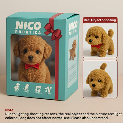 Electronic Plush Puppy Toy Walks Barks Wags Tail – Realistic Robotic Teddy Poodle Dog Stuffed Animal with Gift Box for Kids Toddlers, Interactive Pet Toy Birthday Christmas Gift for Boys Girls Ages 3+