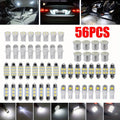 56PCS Car LED Combination Set 12V-T10 Width Indicator Dual Pointed Reading Light, Car Interior Combination LED Map Dome Luggage License Plate Indoor Light Bulb