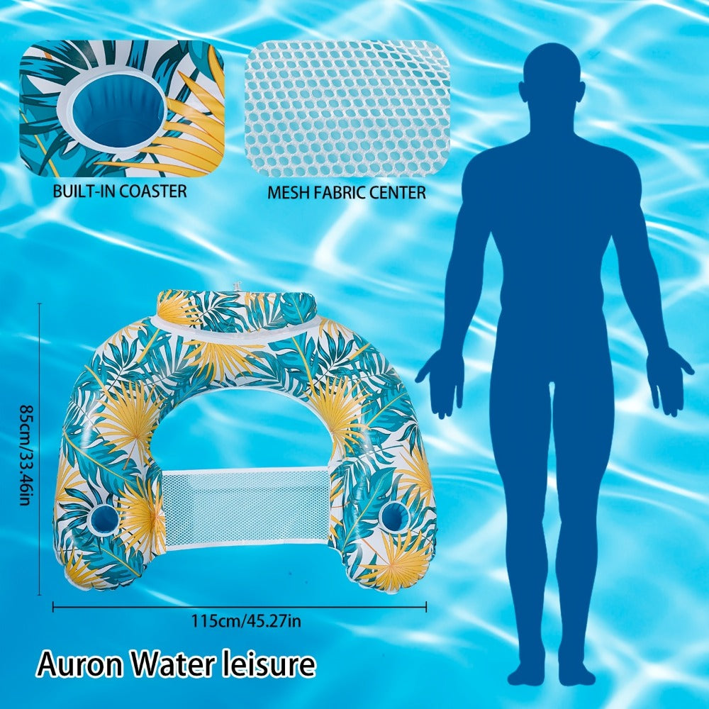 Pool Noodle Sling Chair 3-Pack for Adults – Striped Inflatable Floating Lounger Chair for Swimming Pool Lake Beach River, Ergonomic Water Hammock Seat for Group Pool Party Summer Fun