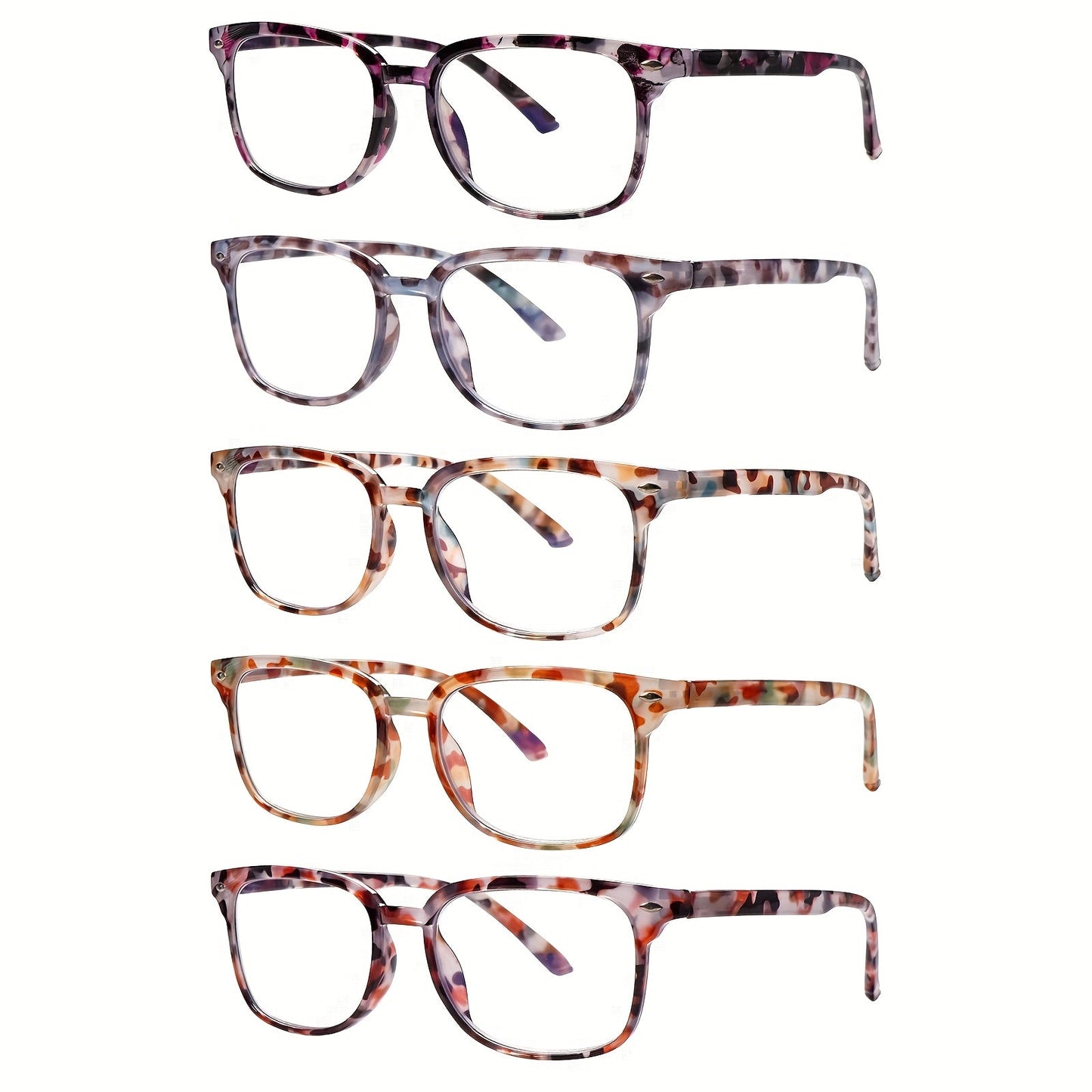Blue Light Blocking Reading Glasses for Women 5-Pack – Stylish Computer Readers with Spring Hinges, Anti-Blue Light Lenses, Multiple Strengths 1.0–4.0x, Multicolor