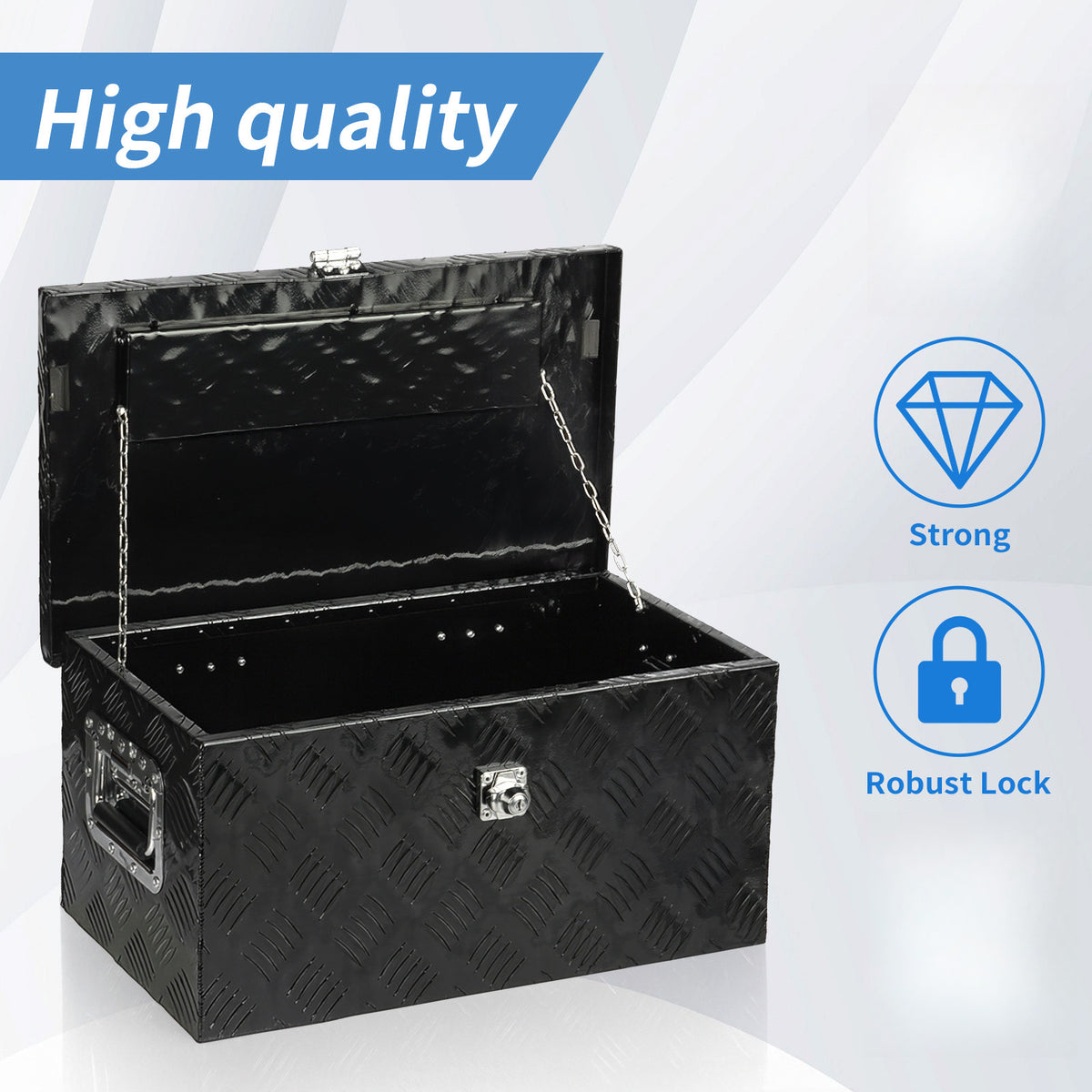 20 Inch Aluminum Alloy Truck Tool Box - Lockable Underbody Storage Organizer for Pickup Trucks, Trailers & Flatbeds, Black