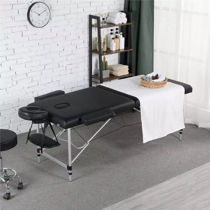 Portable Massage Table Folding Aluminum Frame PU Leather Adjustable Height 3-Section Spa Bed for Lash Extensions Esthetician Tattoo Facial Waxing Home Salon Use with Carrying Bag