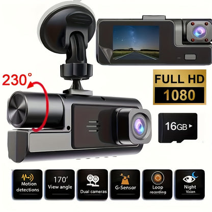 Dash Cam 1080P Dual & Triple Lens with IR Night Vision, 170° Wide Angle Car DVR Camera, WiFi, Loop Recording, G-Sensor, 24H Parking Mode, 2-Inch IPS Screen, 16GB/32GB TF Card, Car Dashboard Camera