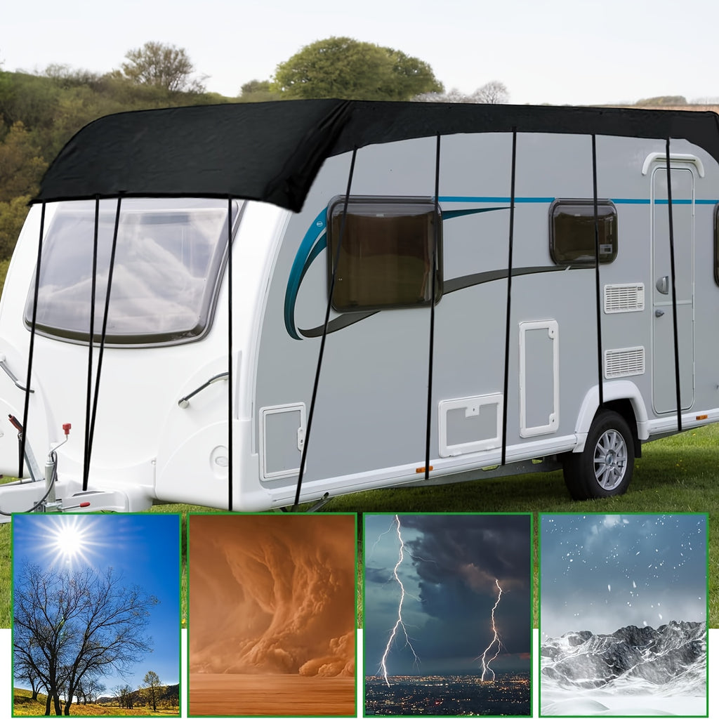 Patio/Outdoor RV Cover, Anti-falling Leaves, Sunshade & Heavy Duty Waterproof Oxford Fabric for Motorhome/Caravan Protection, Foldable, Easy to Installation, RV & Trailer Cover