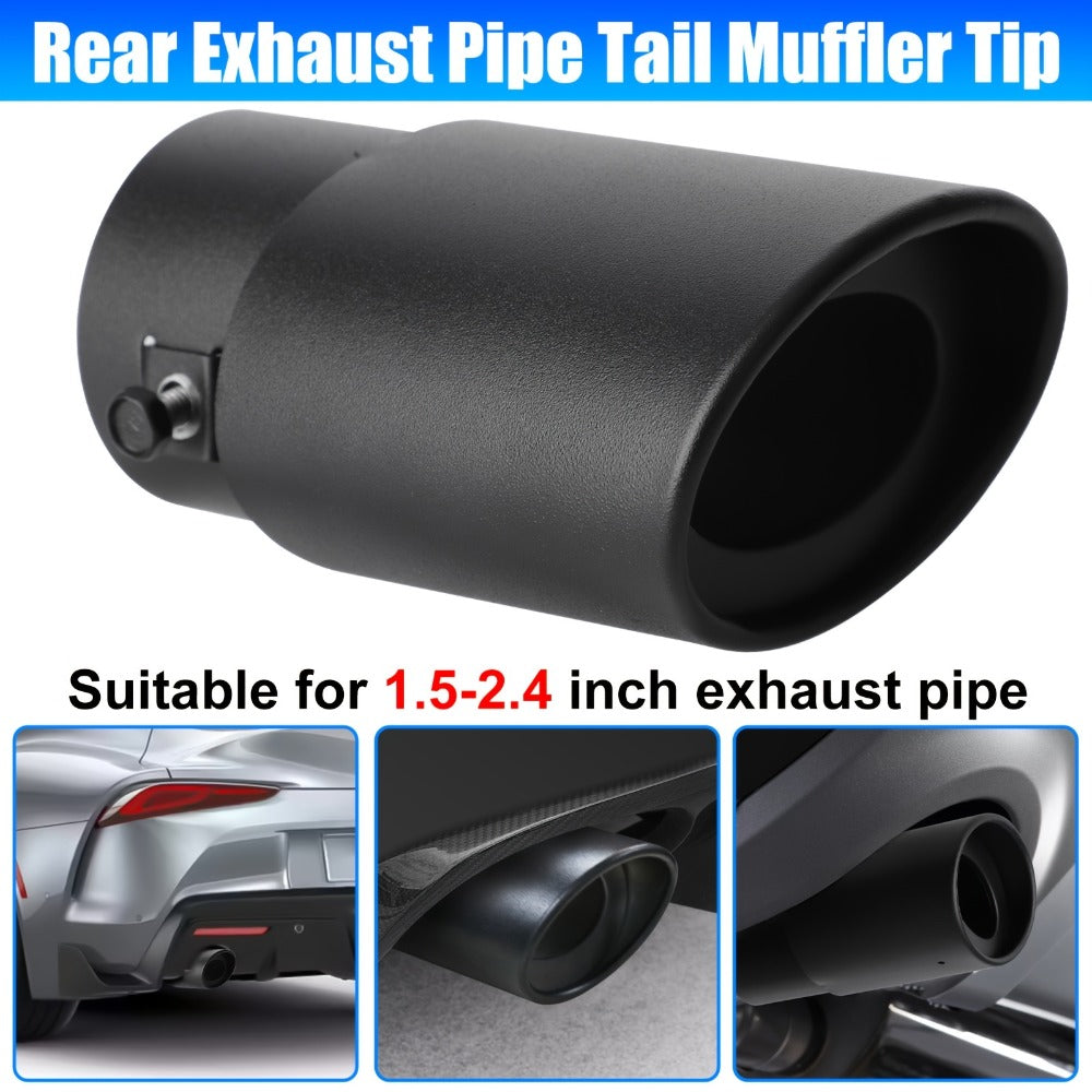 Exhaust Tip Stainless Steel – Universal Fit 1.5"-2.4" Pipe | Muffler Tail Pipe Tip for Cars & Trucks | Noise Reduction & Performance Enhancer | Easy Clamp Install