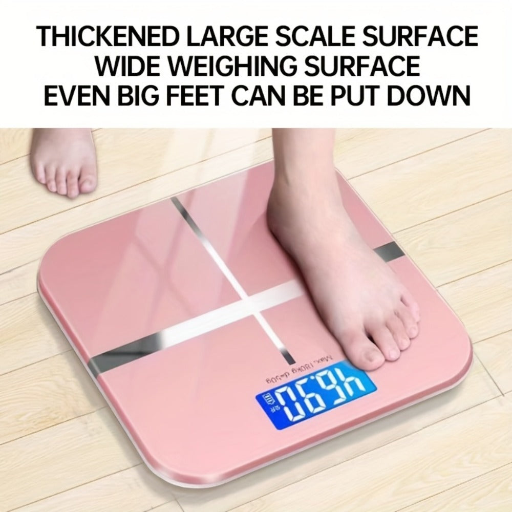 USB Rechargeable Bathroom Scale 400lb – Smart Digital Body Weight Scale, HD LCD & Fahrenheit Temperature Display, kg/lb Switch, Ultra-Wide Platform, USB Charging or Battery Powered, Black & Pink