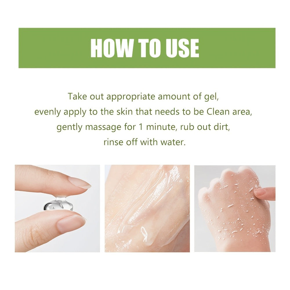 Exfoliating Body Scrub Gel with Aloe Vera, Rose & Chamomile Extract — Deep Cleansing Physical Scrub for Face & Body, Unclogs Pores, Removes Dead Skin, Softens & Hydrates All Skin Types, 200g / 7.05 oz