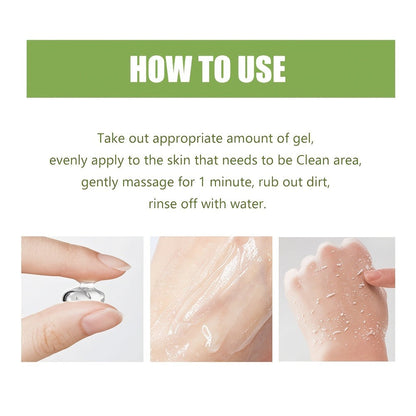 Exfoliating Body Scrub Gel with Aloe Vera, Rose & Chamomile Extract — Deep Cleansing Physical Scrub for Face & Body, Unclogs Pores, Removes Dead Skin, Softens & Hydrates All Skin Types, 200g / 7.05 oz