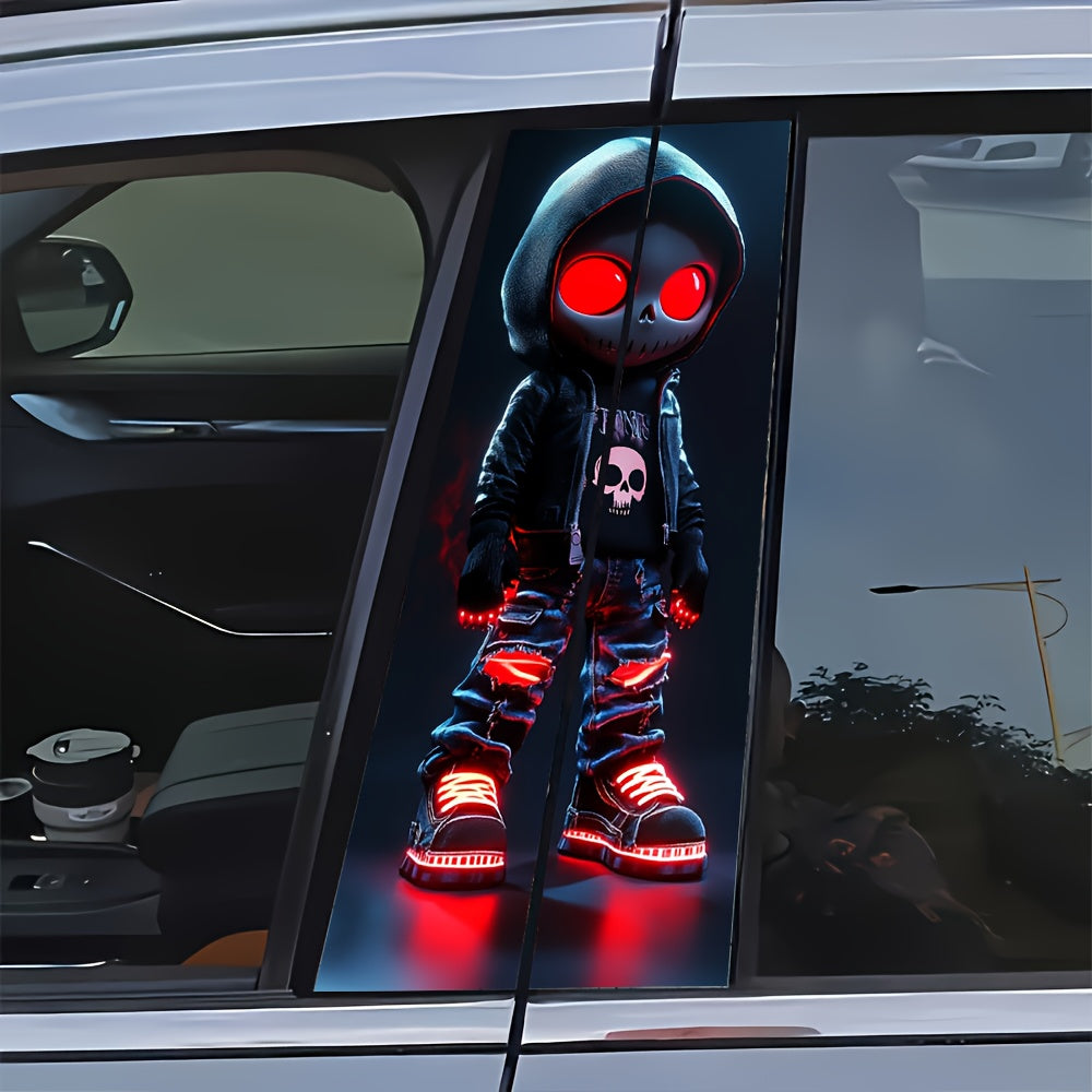 Skull Car Stickers 2pcs Waterproof Vinyl Decals – Funny Cartoon Bumper Sticker Set for Cars Trucks SUVs Motorcycles Helmets, Universal Fit, UV & Scratch Resistant