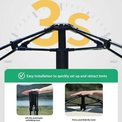 Pop Up Beach Tent Automatic Quick Open Camping Tent Waterproof Sunproof Portable Outdoor Tent 2 Doors 210x150x125cm All Season Square Camp Tent for Hiking Picnic Music Festival Family Outdoor Activities