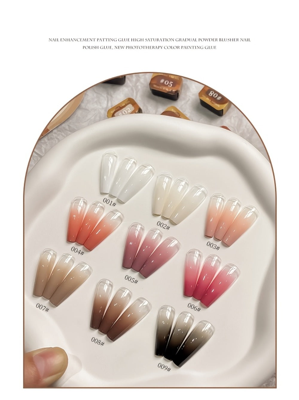 Ombre Gradient Gel Nail Polish Set 9 Colors 9-Grid Mini Collection - Patting Glue Nail Art Long Lasting UV LED Soak Off Multicolor Palette for Salon & Home DIY Manicure Christmas Holiday Gift Women
