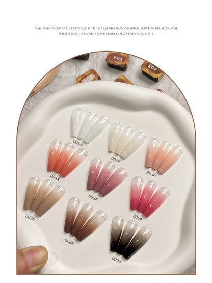 Ombre Gradient Gel Nail Polish Set 9 Colors 9-Grid Mini Collection - Patting Glue Nail Art Long Lasting UV LED Soak Off Multicolor Palette for Salon & Home DIY Manicure Christmas Holiday Gift Women