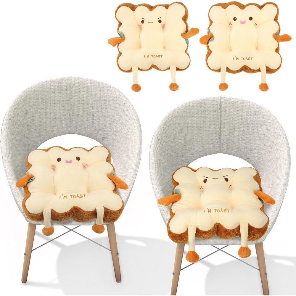 Toast Chair Cushion Bread Pillow Toast Seat Cushion Bread Plush Pillow Cushions Kawaii Office Desk Chair Car Additions Food Pillows Gift for Birthday Christmas Sofa Bedroom