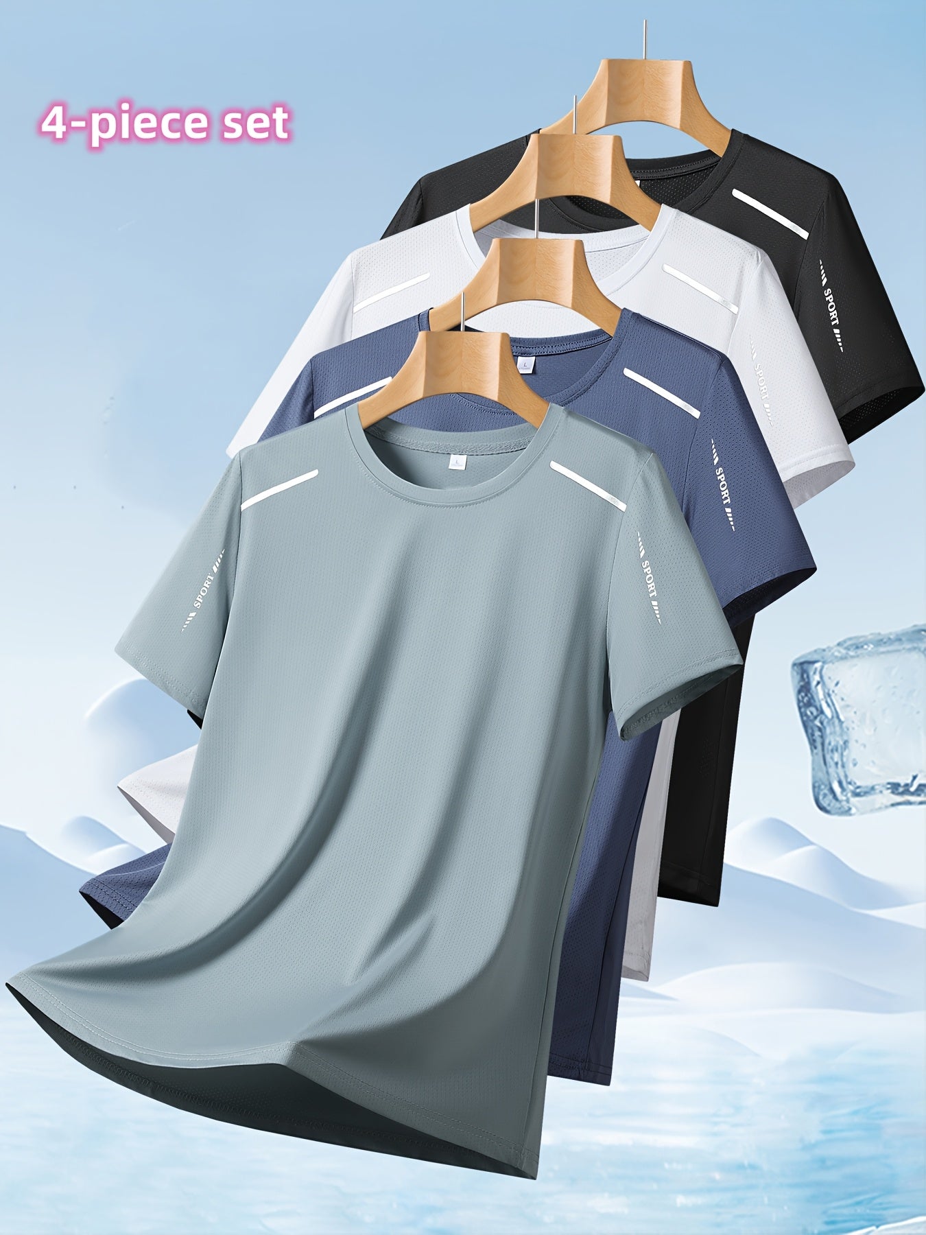 Men's Performance T-Shirt - Round Neck Short Sleeve Modern Style 916901