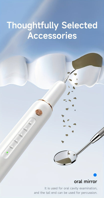 Ultrasonic Tartar Remover Electric Tooth Cleaner 5-Speed IPX6 Waterproof USB Rechargeable Dental Scaler with LED Light Mirror 2 Tips Plaque Stain Removal Tool for Home Oral Care Adults