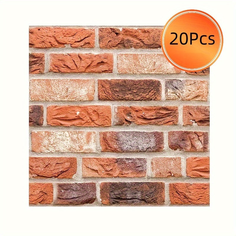 Peel and Stick Tile Stickers 20pcs Vintage Brick Pattern Self-Adhesive Waterproof Wall Tiles for Kitchen Bathroom Toilet – Removable Oil-Proof Backsplash Wall Art Decor