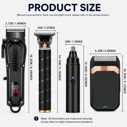 Electric Grooming Kit for Men with LCD Display - Cordless Rechargeable Hair Clipper & Trimmer Set, Home Travel & Car Use, Gift for Husband Boyfriend Dad, Black Blue