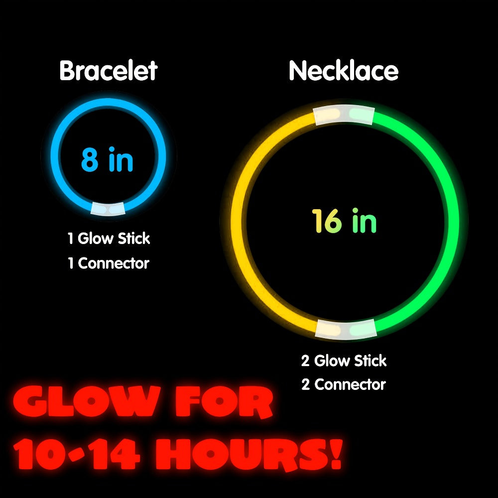 144-Piece Glow Sticks Bulk Pack 8 Inch – 7 Colors Glow in the Dark Bracelets & Necklaces for Halloween Christmas New Year Party Supplies Favors Concerts Festivals