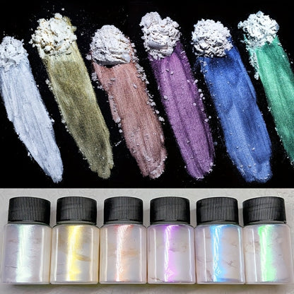Aurora Nail Powder 12 Colors Chrome Pearl Glitter Neon Dust Holographic Iridescent Pigment Set for Chrome Nail Art Dipping Powder Decoration Nail Charms Gel Acrylic