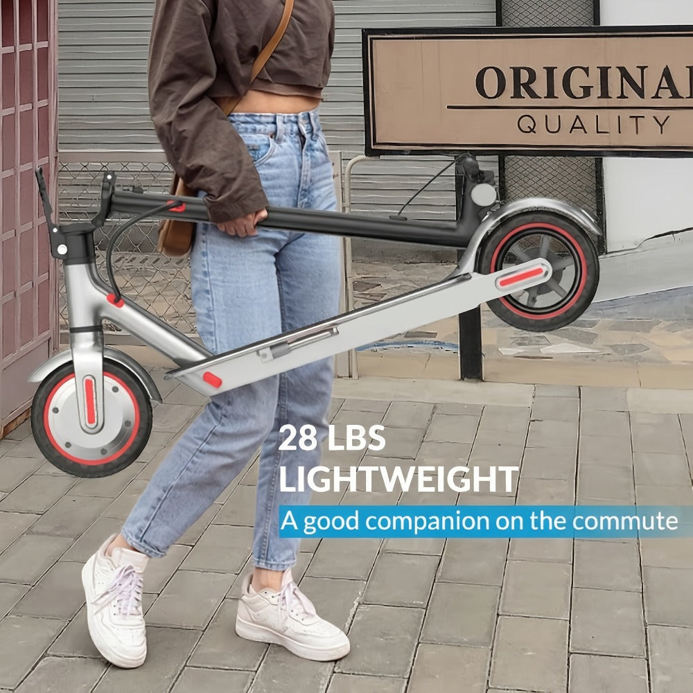 Electric Scooter for Adults 350W Motor 19 MPH 21-Mile Range Foldable Commuter Scooter 8.5 Inch Solid Tires APP Control Dual Brake LED Lights Portable
