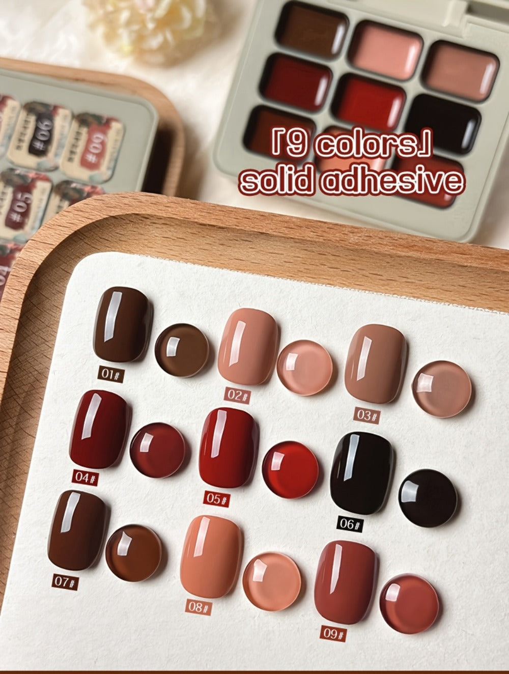 Gel Nail Polish Set 9 Colors Autumn Harvest High Saturation Soak-Off LED — Alcohol-Free Long-Lasting Solid Gel Polish Kit with Light Therapy Pen for Salon & Home Manicure