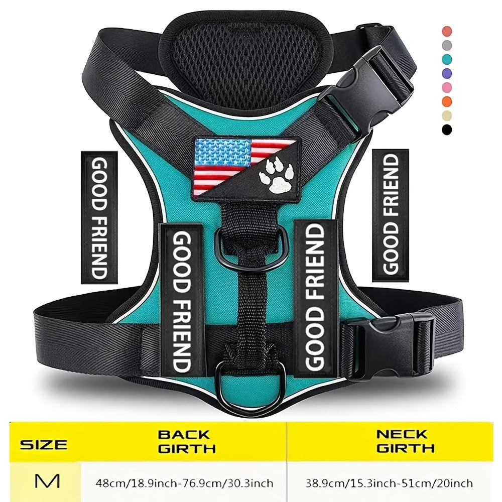 Service Dog Harness with 5 Patches – Reflective Adjustable Oxford Vest with Inner Mesh Layer, Service Dog ID System for Small Medium Large Dogs, XS–XL, 5 Colors