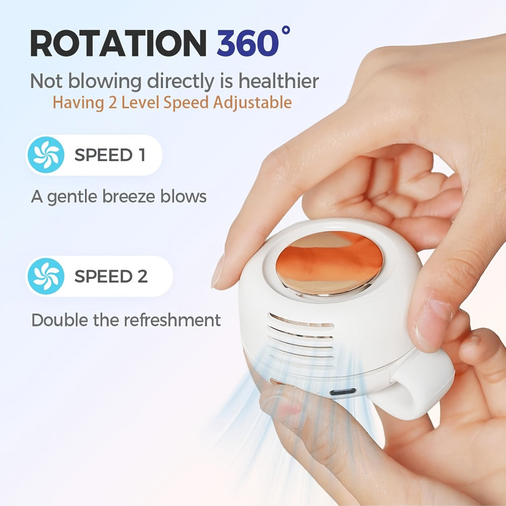 Clip-On Bladeless Neck Fan 360° Surround Wind | Rechargeable Hands-Free Mini Fan for Shirt & Waist, Portable Personal Cooling for Outdoor, Travel & Sports – Digital Display Option, Pink, Green & White, 1pc & 2pcs