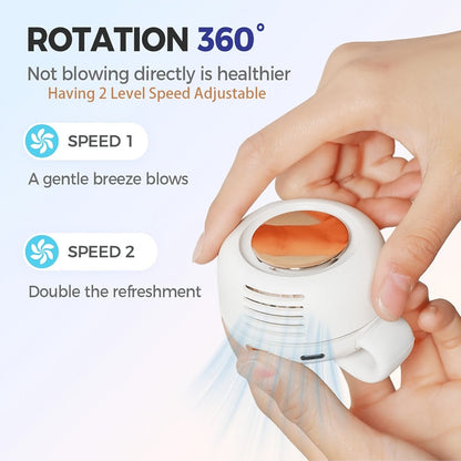 Clip-On Bladeless Neck Fan 360° Surround Wind | Rechargeable Hands-Free Mini Fan for Shirt & Waist, Portable Personal Cooling for Outdoor, Travel & Sports – Digital Display Option, Pink, Green & White, 1pc & 2pcs