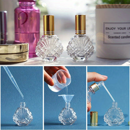 Glass Perfume Atomizer Bottles 15ml 20 Pack Gold Refillable Fine Mist Spray Travel Fragrance Bottles with 5 Funnels and 5 Pipettes for Perfume Cologne Essential Oil Decanting Sampling Gift Set