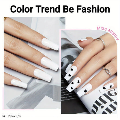 Odorless Gel Nail Polish Black & White 0.54oz MISS MISIDY Soak-Off UV LED Durable High Gloss – Self-Leveling Easy Application for Salon & Home Manicure Pedicure, Classic Minimalist Nail Art Gift for Women