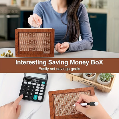 Wooden Savings Bank with Digital Counter 2-Pack – 7.87x5.7" Adult Coin Bank Holds $10,000, Savings Goal Tracker Box, Ideal Gift for Friends Family Home Decor