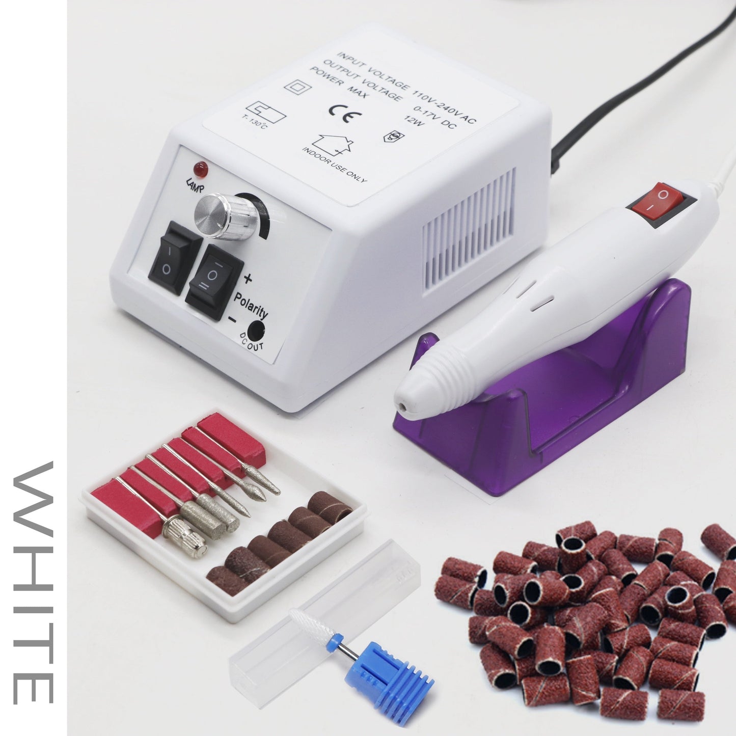 Professional Nail Drill Kit 20000RPM with 6 Drill Bits & 50 Sanding Bands — Electric Manicure Pedicure Machine Low Noise Dual-Hand for Acrylic Gel Natural Nails, Home & Salon Nail File Set, 8-in-1 Option
