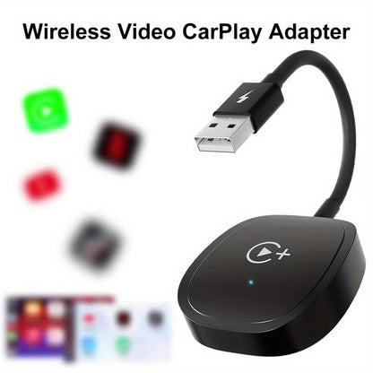Wireless CarPlay Adapter & Android Auto Dongle – Plug & Play, Stream Video Music Navigation Calls, iPhone iOS 10+ & Android Compatible