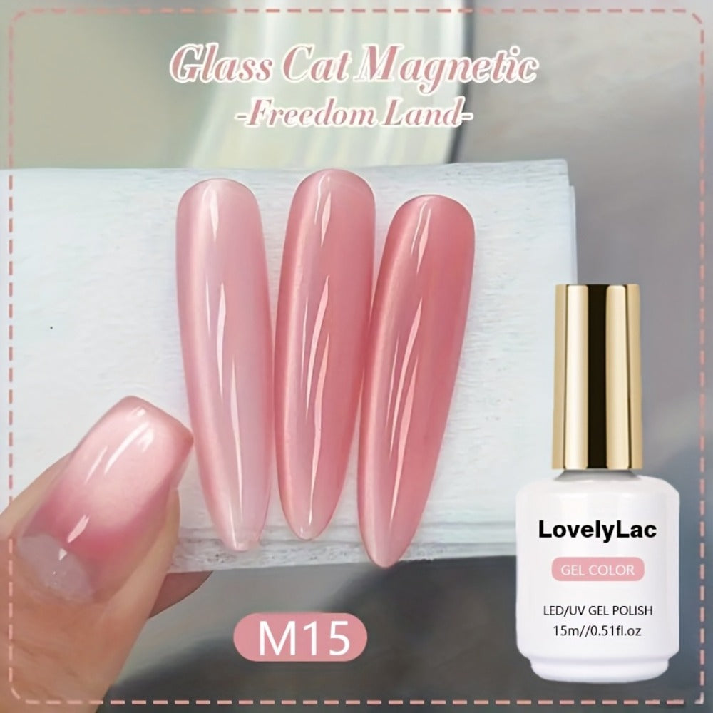 Pink Holographic Rainbow Cat Eye Gel Nail Polish 0.51oz Magnetic Color Shifting Effect - Soak-Off LED UV Long Lasting Chip-Resistant Salon Quality Nail Art Design for Women DIY Home Manicure Pink Series