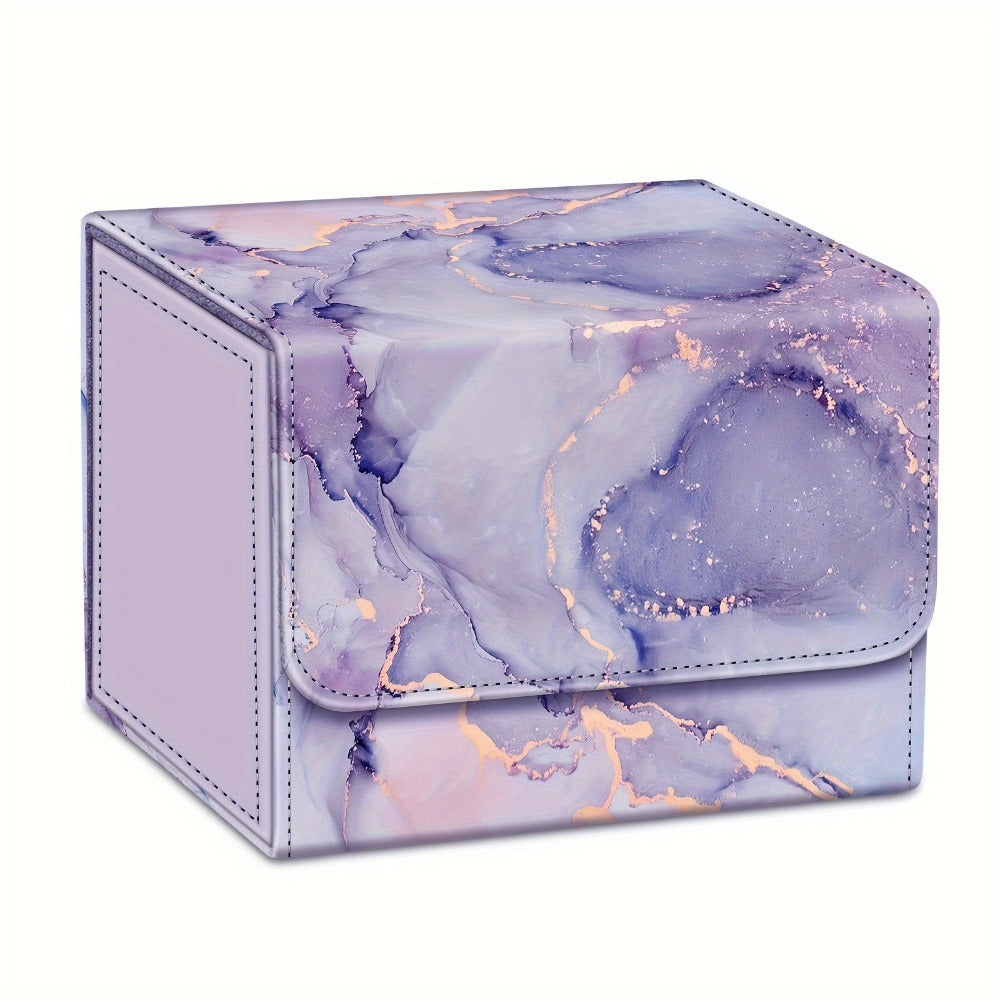Magnetic Card Storage Box 180+ Cards MTG TCG CCG – Premium PU Leather Deck Box with Magnetic Closure, Built-In Divider, Marble & Starry Sky Colors for Trading Card Collectors & Players